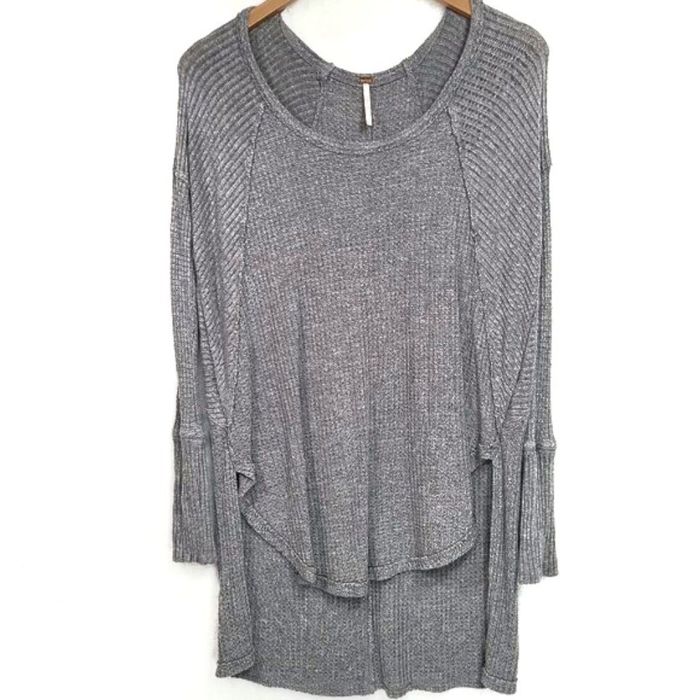 Free People Henley Longsleeve Waffle Knit Shirt